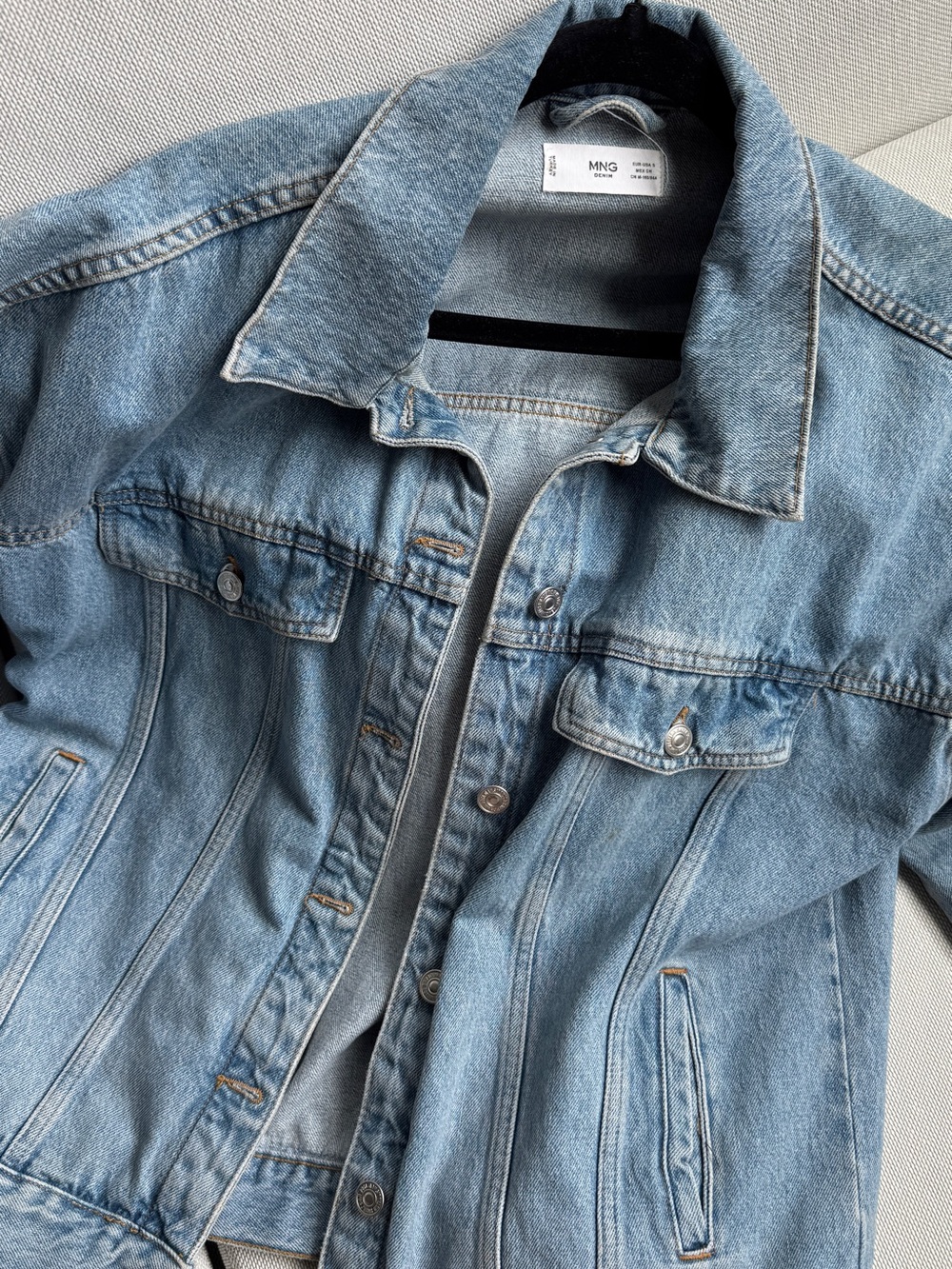 Mango MNG Light Blue Denim Jacket - women's Casual Oversized Trucker - Picture 6 of 6